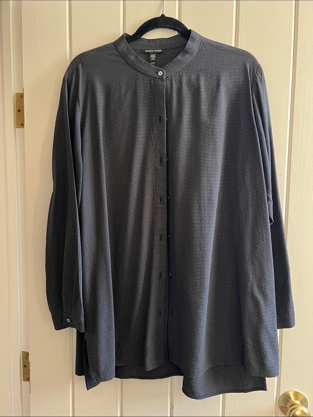 Eileen Fisher Men's Charcoal Micro-Check Shirt Jacket
